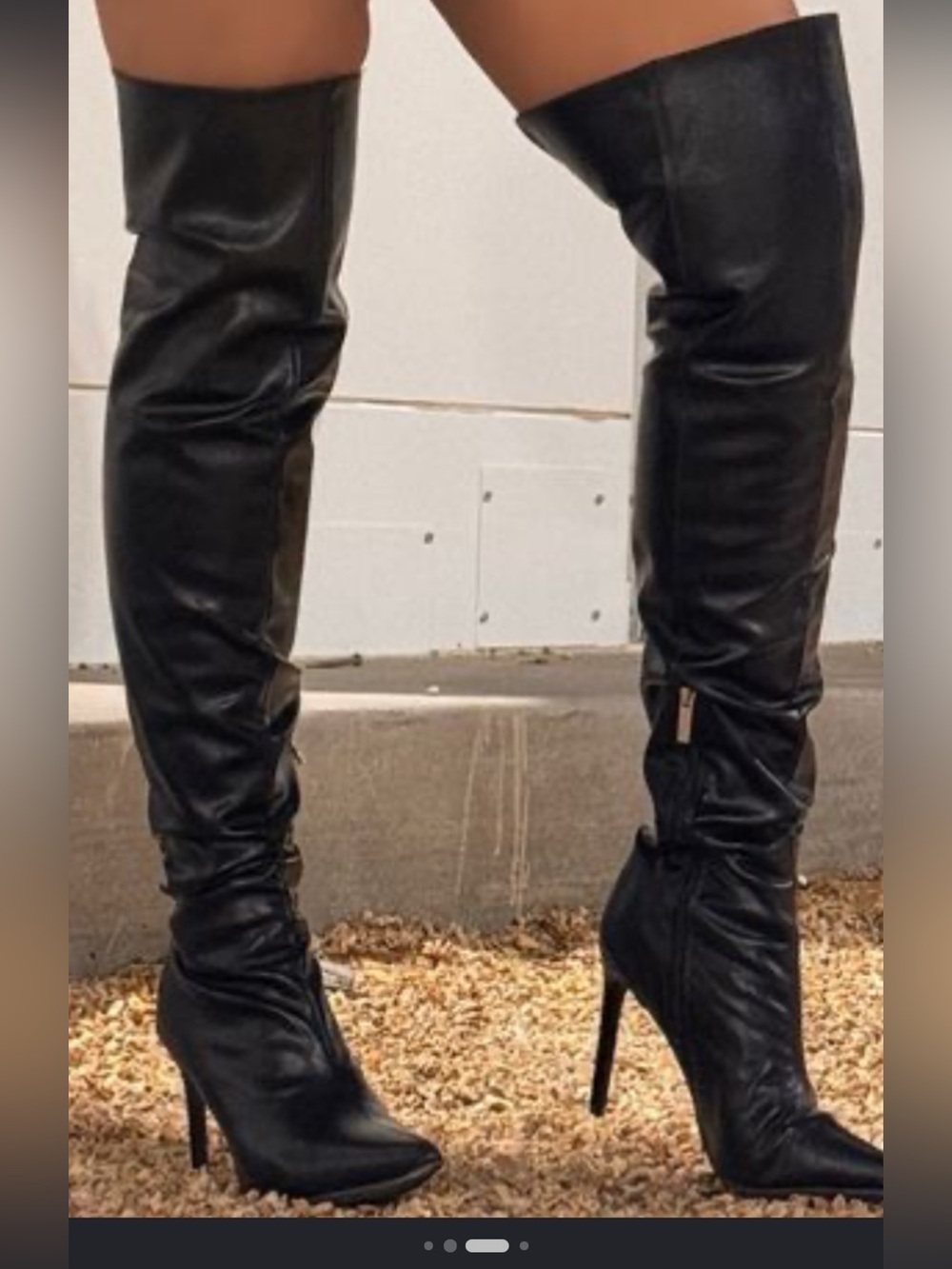 COLIN STUART BLACK LEATHER STILETTO THIGH HIGH BOOTS SIZE 8.5